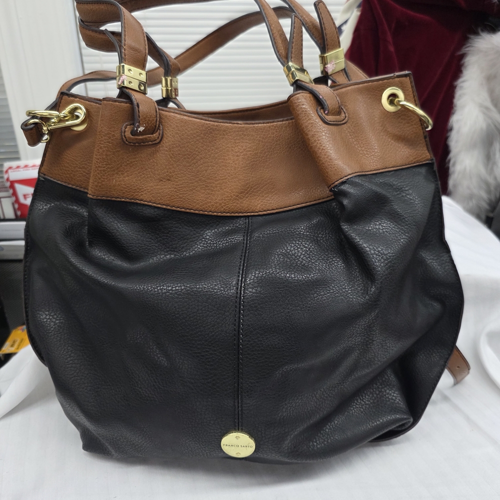 Franco Sarto Black and Brown Tote Bag